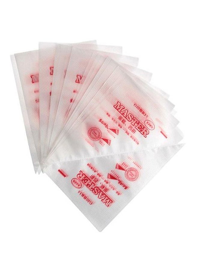 شاربدو 100 قطعة أكياس تزيين كعك قابلة للتصرف بيضاء 26x17 سم وحامل كعك دوار أبيض 28 × 7 سم حزمة - Image 2